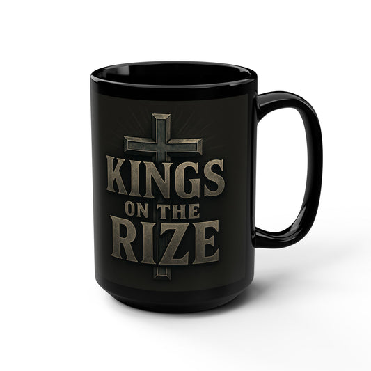 Kings on the Rize Inspirational Black Mug, 15oz Coffee Cup